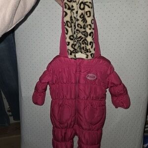 Steve Madden Pink Baby Snowsuit with Leopard Print
